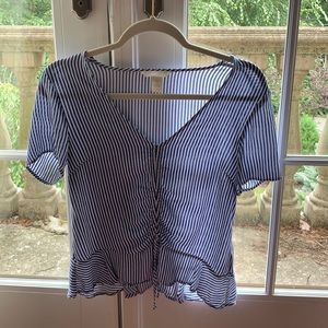 H&M Blue and White Striped T-Shirt